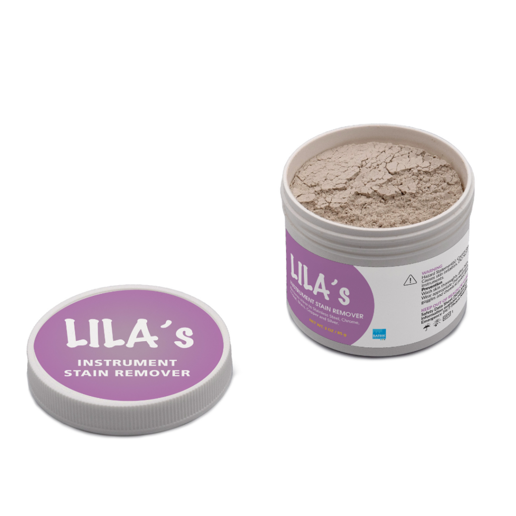 Lila's Instrument Stain Remover - Removes stubborn stains on surgical/dental equipment, stainless steel, chrome, nickel, brass, copper, and silver surfaces.